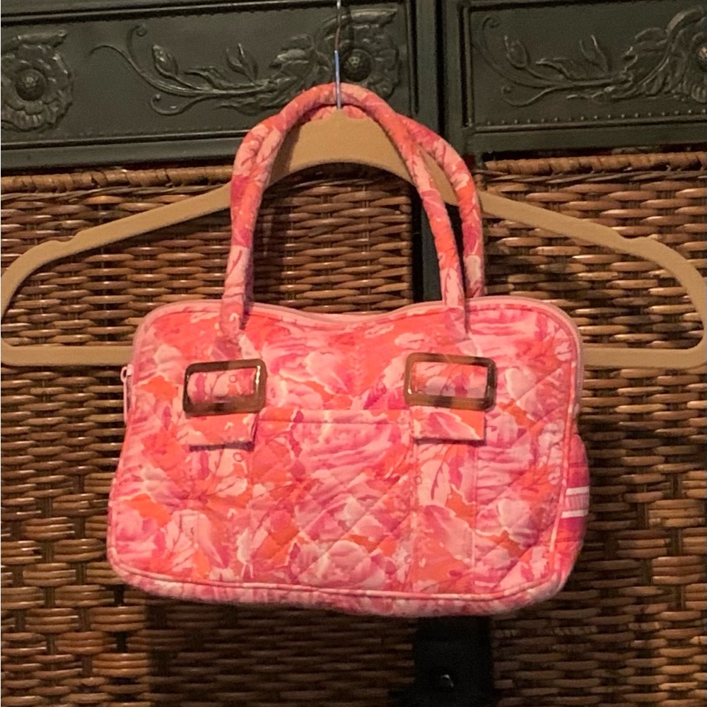 Quilted Pink Orange Purse